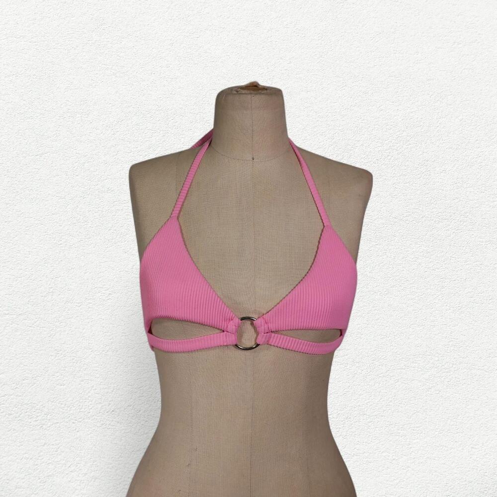 Candy Shop Lingerie Halter Bikini Crop Top in Pink